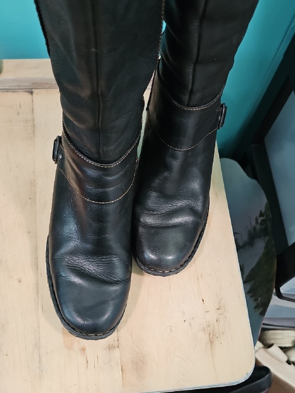 Born Size US 9 Classic Tall Dark Brown Leather Dress Boots - Picture 8 of 10